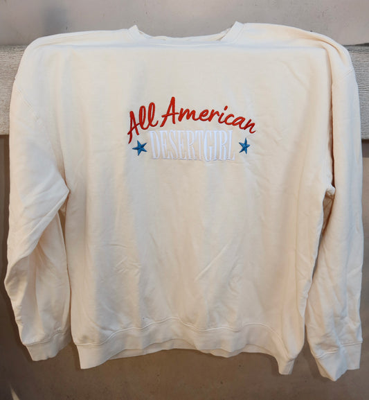 All American Desert Girl Embroidered Crewneck