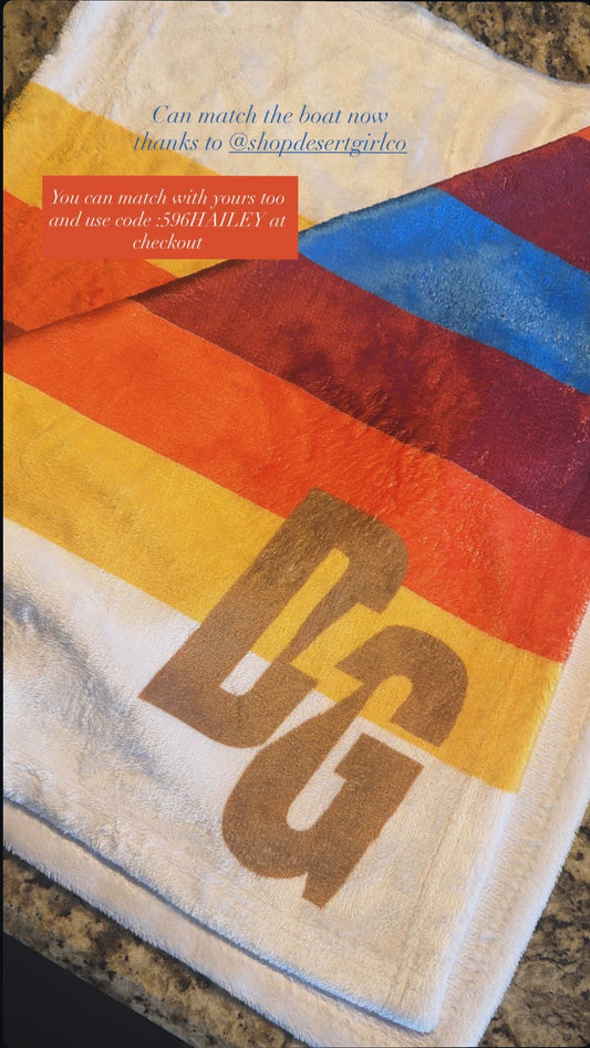 Desert Girl Retro Striped Beach Towel