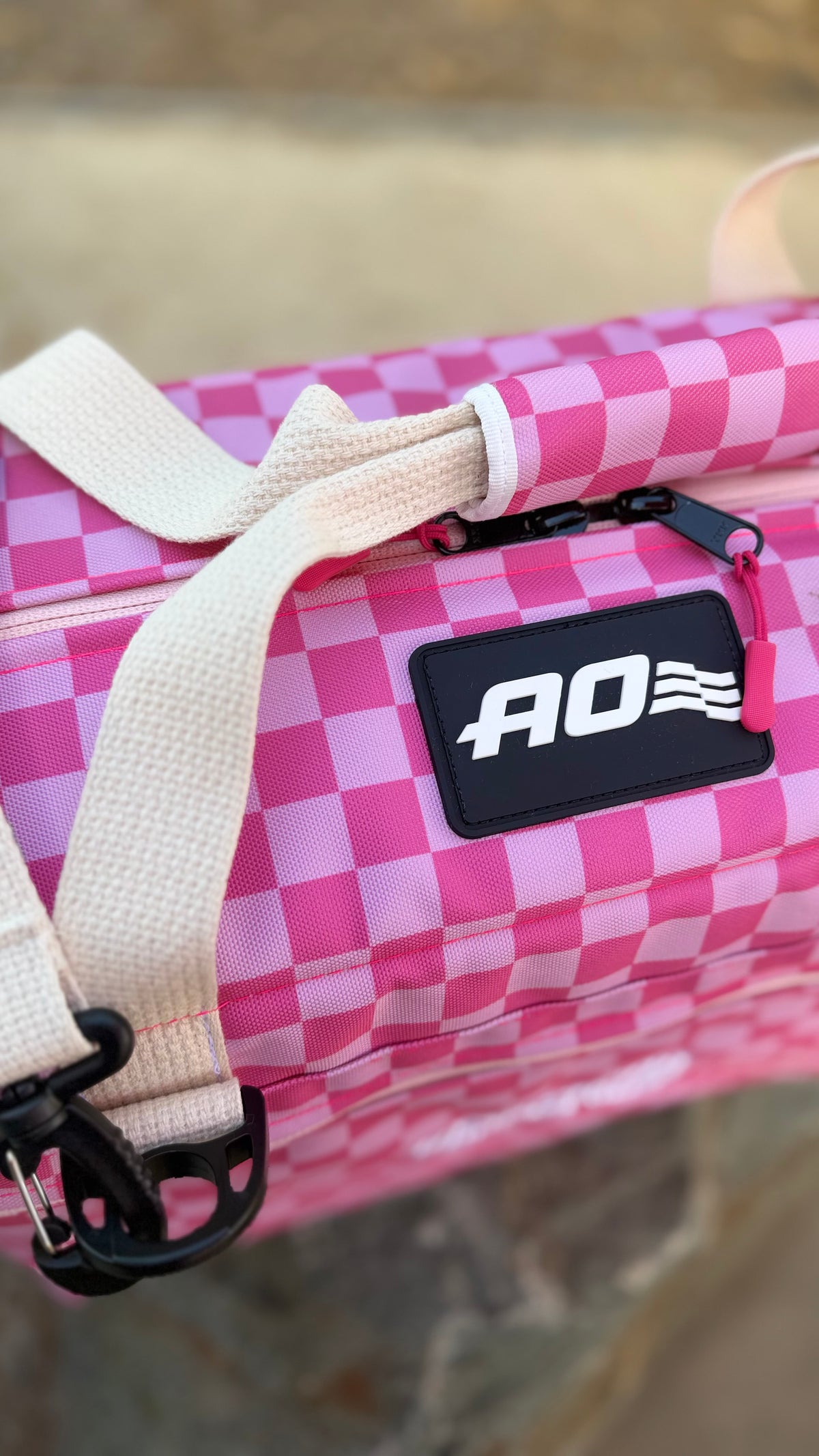 DESERT GIRL x AO COOLERS PINK CHECKS CAN COOLER - USA + WOMEN MADE