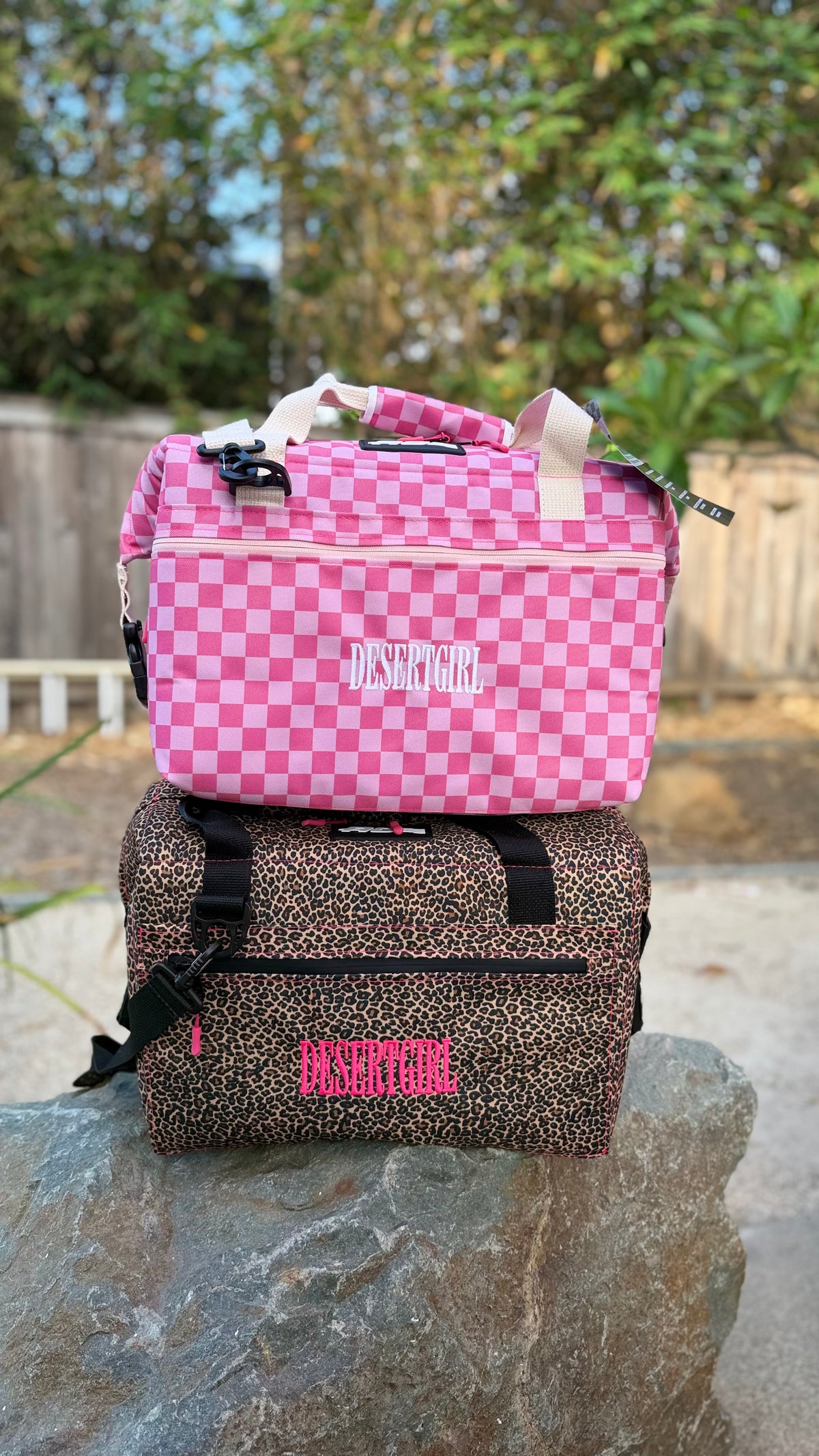 DESERT GIRL x AO COOLERS PINK CHECKS CAN COOLER - USA + WOMEN MADE