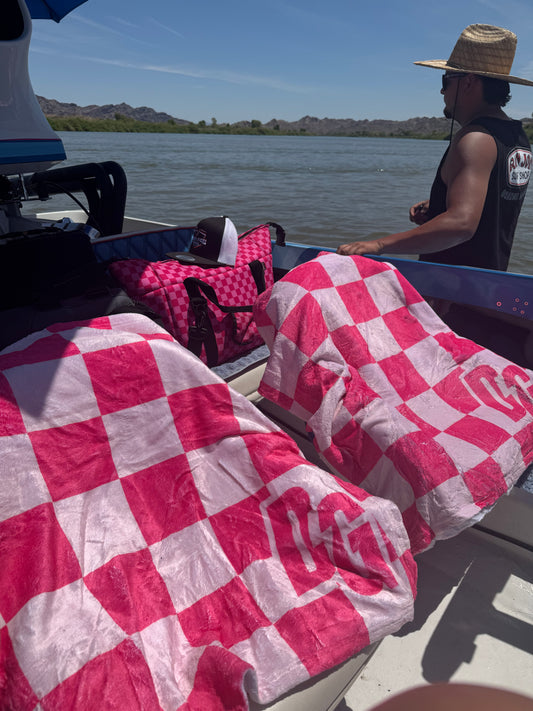 DG Beach Towel - PINK Checkered