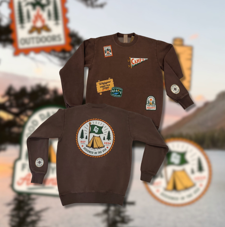 Desert Girl Camping Patchwork Crewneck