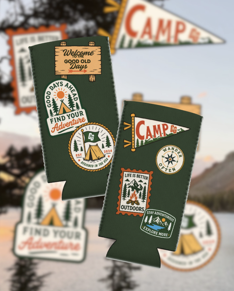 Desert Girl Camping Patchwork Coozie