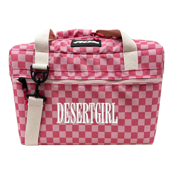 DESERT GIRL x AO COOLERS PINK CHECKS CAN COOLER - USA + WOMEN MADE